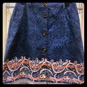 Land’s End Cotton Paisleys skirt Size 4